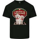 Christmas Maltese Funny Santa Paws Xmas Mens Cotton T-Shirt Tee Top Black