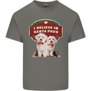 Christmas Maltese Funny Santa Paws Xmas Mens Cotton T-Shirt Tee Top Charcoal