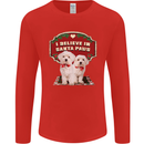 Christmas Maltese Funny Santa Paws Xmas Mens Long Sleeve T-Shirt Red