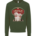 Christmas Maltese Funny Santa Paws Xmas Mens Sweatshirt Jumper Forest Green