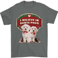 Christmas Maltese Funny Santa Paws Xmas Mens T-Shirt 100% Cotton Charcoal