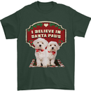 Christmas Maltese Funny Santa Paws Xmas Mens T-Shirt 100% Cotton Forest Green