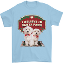 Christmas Maltese Funny Santa Paws Xmas Mens T-Shirt 100% Cotton Light Blue