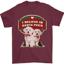 Christmas Maltese Funny Santa Paws Xmas Mens T-Shirt 100% Cotton Maroon