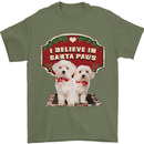 Christmas Maltese Funny Santa Paws Xmas Mens T-Shirt 100% Cotton Military Green