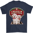 Christmas Maltese Funny Santa Paws Xmas Mens T-Shirt 100% Cotton Navy Blue