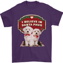 Christmas Maltese Funny Santa Paws Xmas Mens T-Shirt 100% Cotton Purple