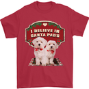 Christmas Maltese Funny Santa Paws Xmas Mens T-Shirt 100% Cotton Red