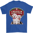 Christmas Maltese Funny Santa Paws Xmas Mens T-Shirt 100% Cotton Royal Blue