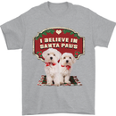 Christmas Maltese Funny Santa Paws Xmas Mens T-Shirt 100% Cotton Sports Grey