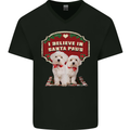 Christmas Maltese Funny Santa Paws Xmas Mens V-Neck Cotton T-Shirt Black