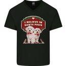 Christmas Maltese Funny Santa Paws Xmas Mens V-Neck Cotton T-Shirt Black