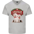 Christmas Maltese Funny Santa Paws Xmas Mens V-Neck Cotton T-Shirt Sports Grey