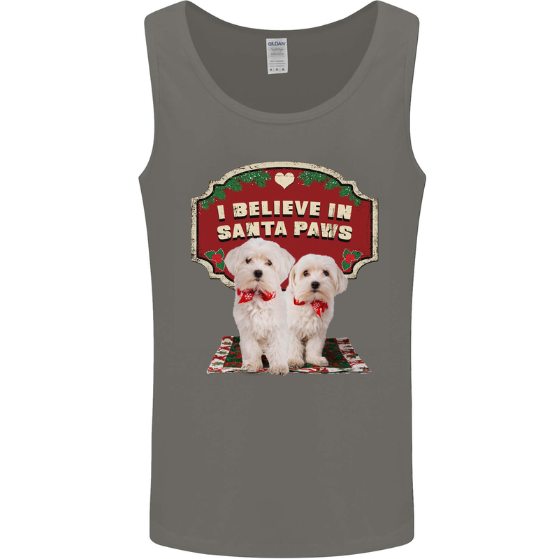 Christmas Maltese Funny Santa Paws Xmas Mens Vest Tank Top Charcoal