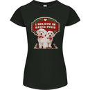 Christmas Maltese Funny Santa Paws Xmas Womens Petite Cut T-Shirt Black