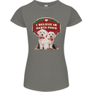 Christmas Maltese Funny Santa Paws Xmas Womens Petite Cut T-Shirt Charcoal