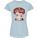 Christmas Maltese Funny Santa Paws Xmas Womens Petite Cut T-Shirt Light Blue