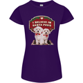 Christmas Maltese Funny Santa Paws Xmas Womens Petite Cut T-Shirt Purple