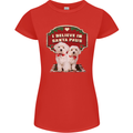 Christmas Maltese Funny Santa Paws Xmas Womens Petite Cut T-Shirt Red