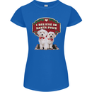 Christmas Maltese Funny Santa Paws Xmas Womens Petite Cut T-Shirt Royal Blue