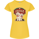 Christmas Maltese Funny Santa Paws Xmas Womens Petite Cut T-Shirt Yellow