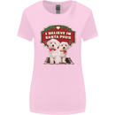 Christmas Maltese Funny Santa Paws Xmas Womens Wider Cut T-Shirt Light Pink