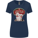 Christmas Maltese Funny Santa Paws Xmas Womens Wider Cut T-Shirt Navy Blue