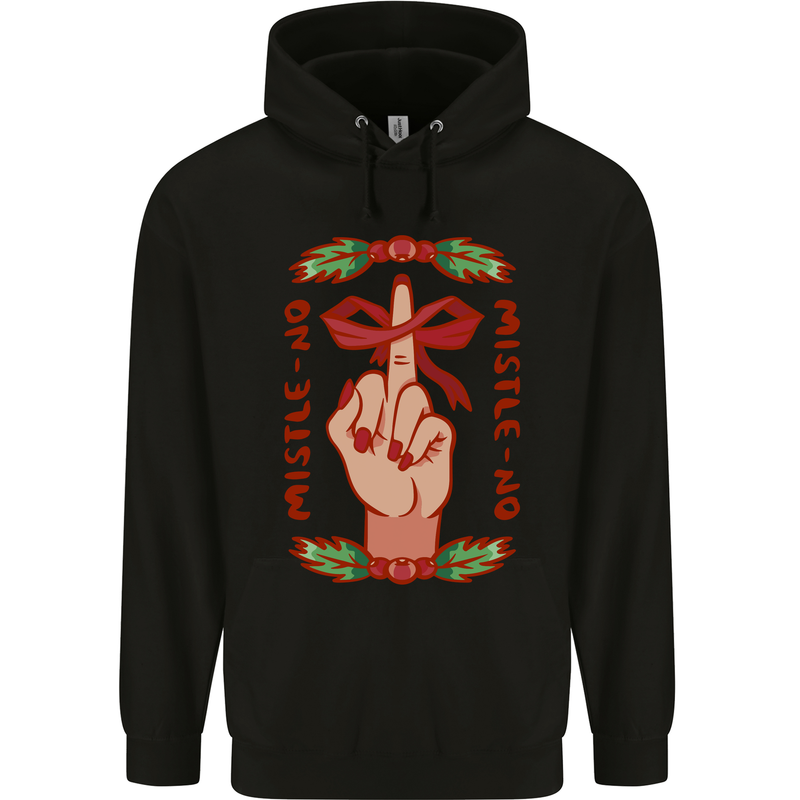 Christmas Mistle No Funny Bah Humbug Childrens Kids Hoodie Black