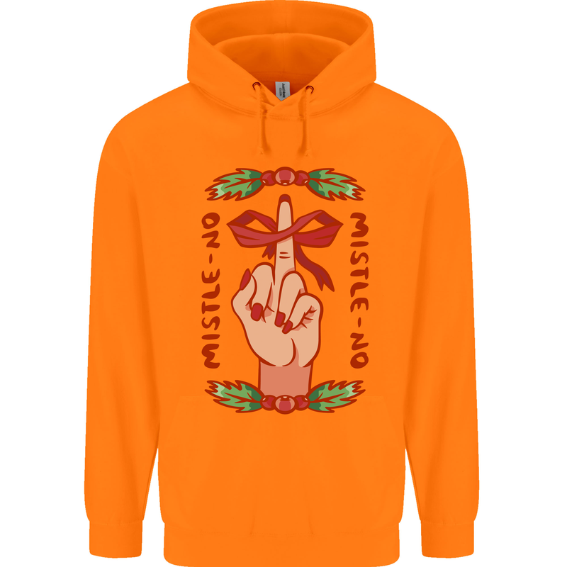 Christmas Mistle No Funny Bah Humbug Childrens Kids Hoodie Orange