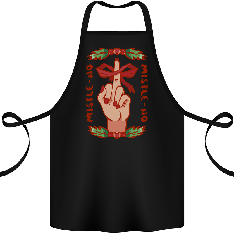Christmas Mistle No Funny Bah Humbug Cotton Apron 100% Organic Black