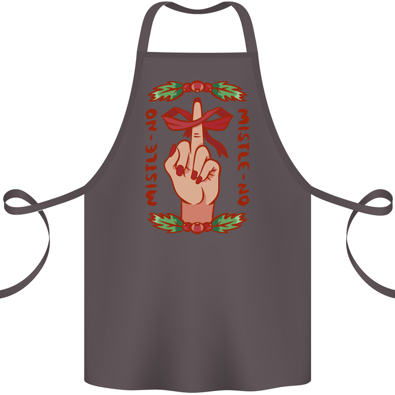 Christmas Mistle No Funny Bah Humbug Cotton Apron 100% Organic Dark Grey