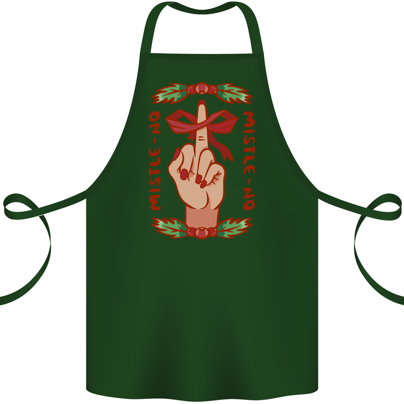Christmas Mistle No Funny Bah Humbug Cotton Apron 100% Organic Forest Green