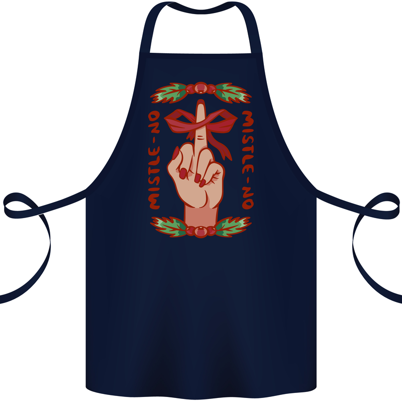 Christmas Mistle No Funny Bah Humbug Cotton Apron 100% Organic Navy Blue