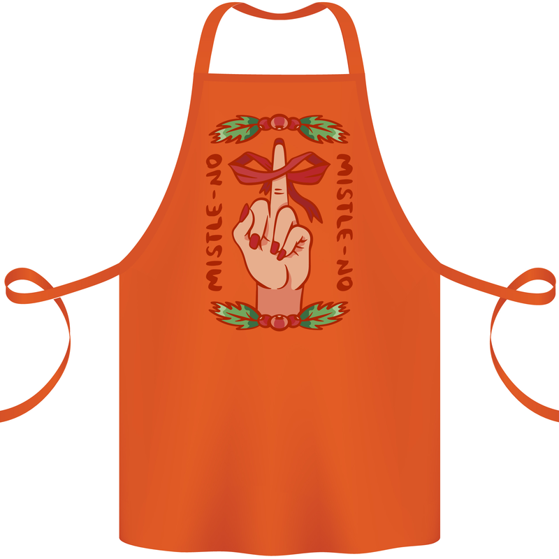 Christmas Mistle No Funny Bah Humbug Cotton Apron 100% Organic Orange