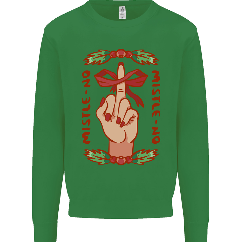 Christmas Mistle No Funny Bah Humbug Kids Sweatshirt Jumper Irish Green