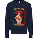Christmas Mistle No Funny Bah Humbug Kids Sweatshirt Jumper Navy Blue