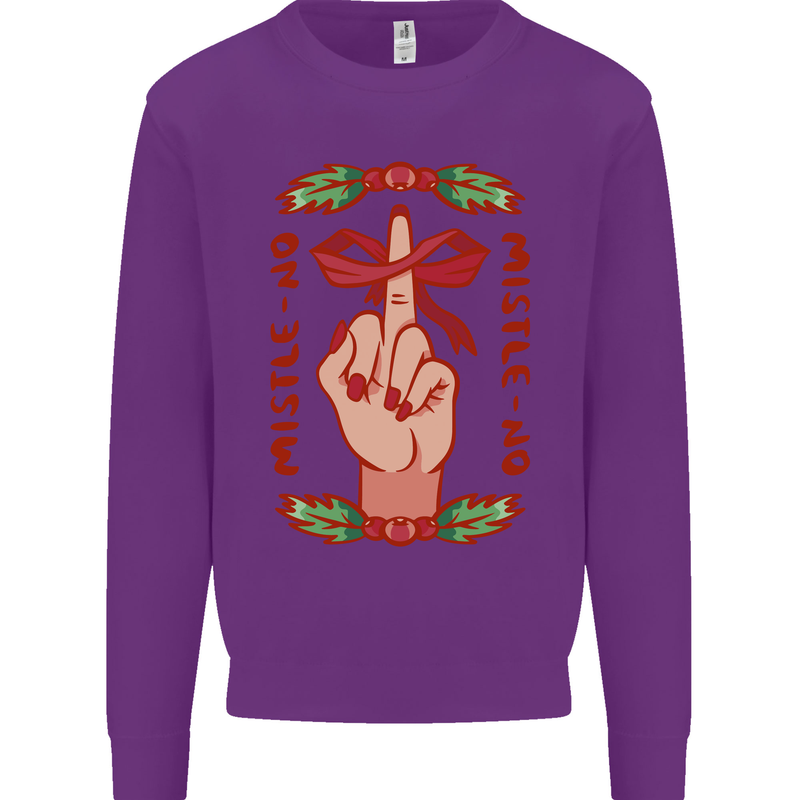 Christmas Mistle No Funny Bah Humbug Kids Sweatshirt Jumper Purple
