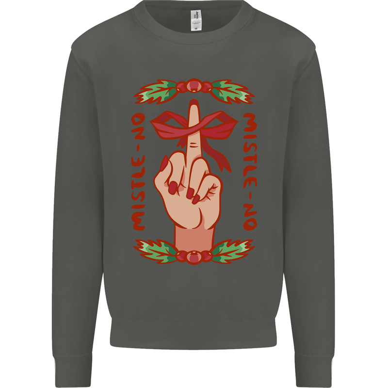 Christmas Mistle No Funny Bah Humbug Kids Sweatshirt Jumper Storm Grey