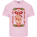 Christmas Mistle No Funny Bah Humbug Kids T-Shirt Childrens Light Pink