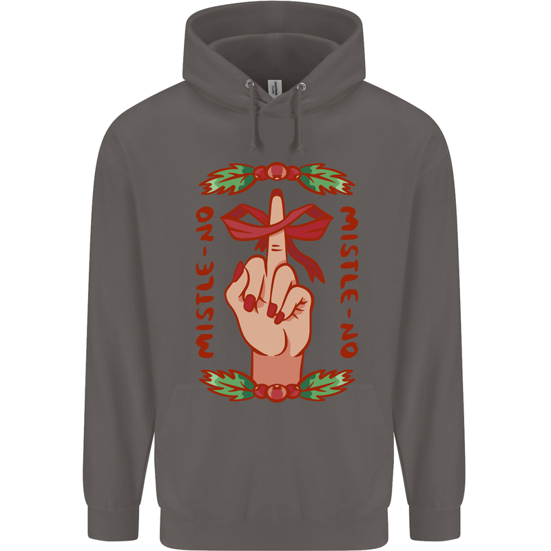 Christmas Mistle No Funny Bah Humbug Mens 80% Cotton Hoodie Charcoal