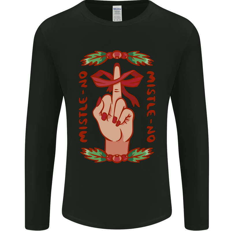 Christmas Mistle No Funny Bah Humbug Mens Long Sleeve T-Shirt Black