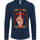 Christmas Mistle No Funny Bah Humbug Mens Long Sleeve T-Shirt Navy Blue