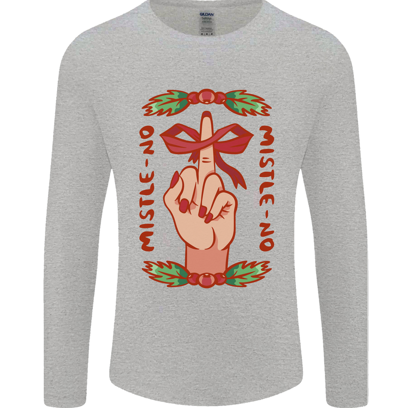 Christmas Mistle No Funny Bah Humbug Mens Long Sleeve T-Shirt Sports Grey