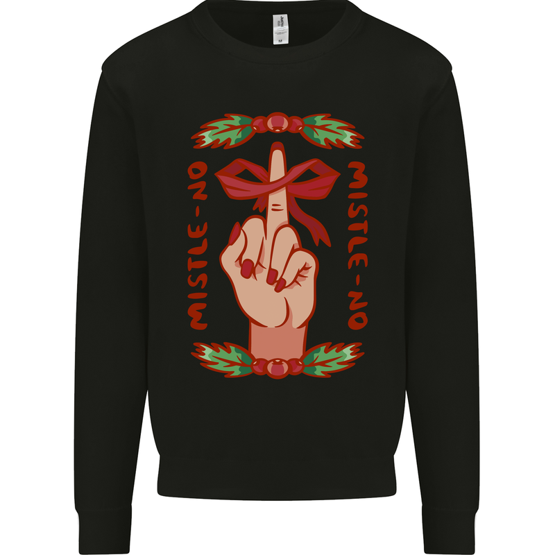 Christmas Mistle No Funny Bah Humbug Mens Sweatshirt Jumper Black