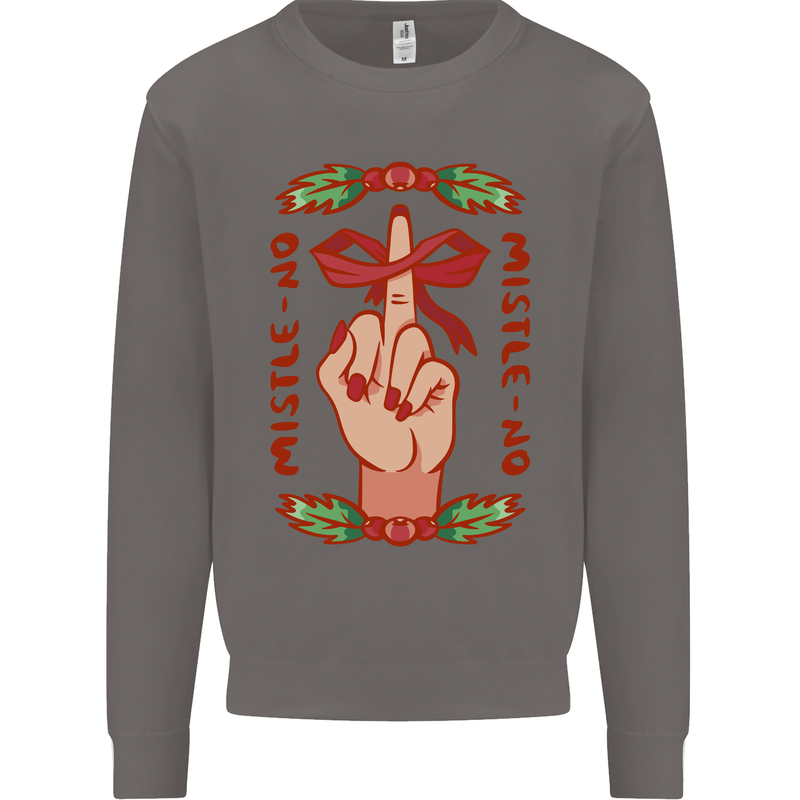 Christmas Mistle No Funny Bah Humbug Mens Sweatshirt Jumper Charcoal