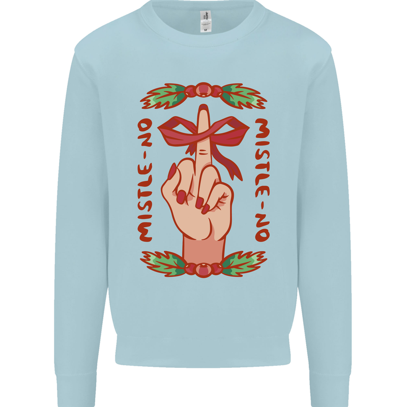 Christmas Mistle No Funny Bah Humbug Mens Sweatshirt Jumper Light Blue