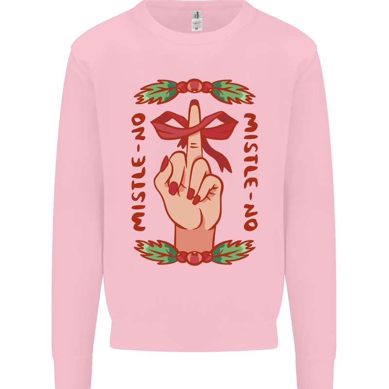 Christmas Mistle No Funny Bah Humbug Mens Sweatshirt Jumper Light Pink