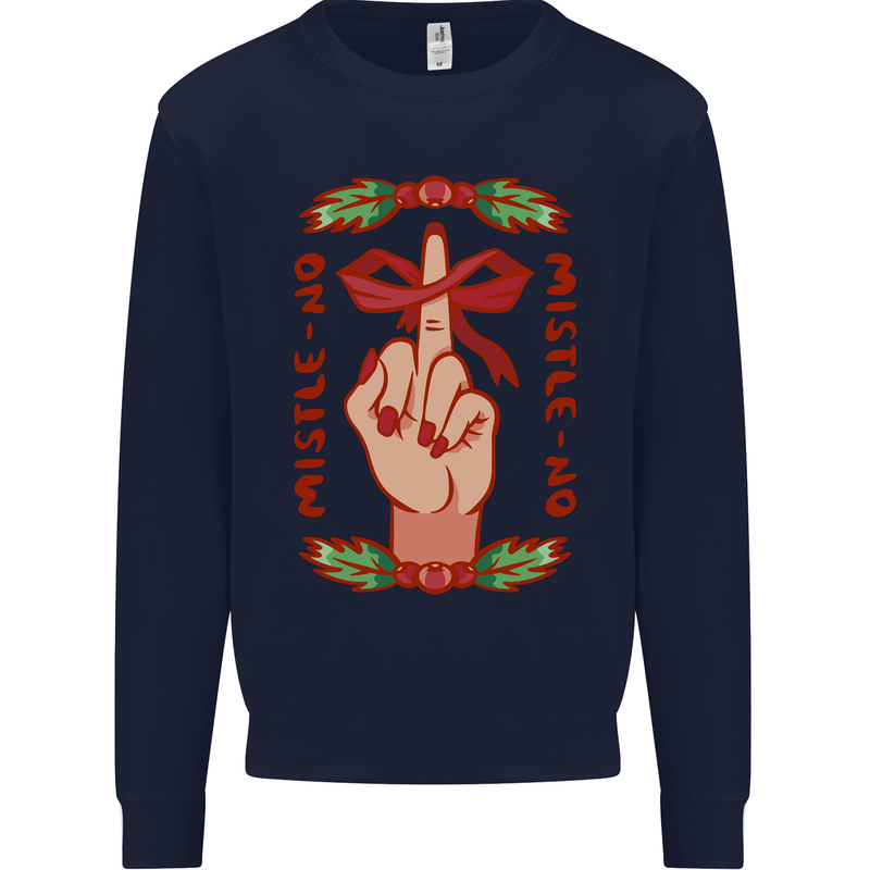 Christmas Mistle No Funny Bah Humbug Mens Sweatshirt Jumper Navy Blue
