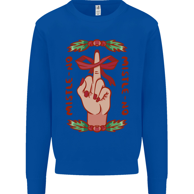 Christmas Mistle No Funny Bah Humbug Mens Sweatshirt Jumper Royal Blue