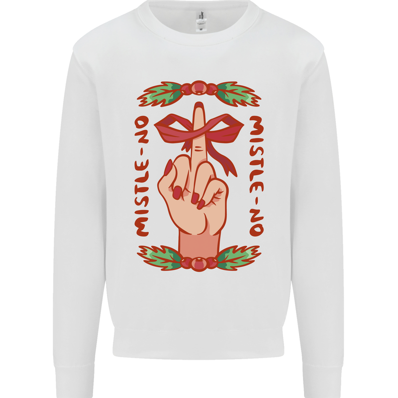 Christmas Mistle No Funny Bah Humbug Mens Sweatshirt Jumper White